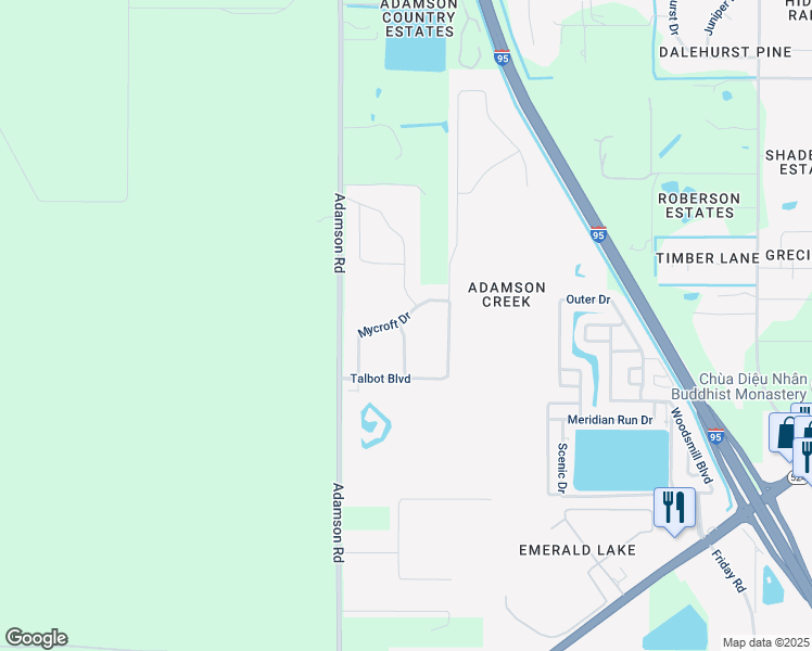 map of restaurants, bars, coffee shops, grocery stores, and more near 1405 Mycroft Drive in Cocoa