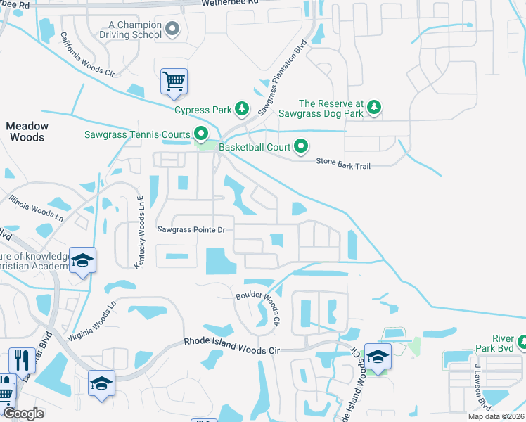 map of restaurants, bars, coffee shops, grocery stores, and more near 12644 Iris Lake Drive in Orlando
