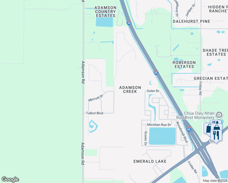 map of restaurants, bars, coffee shops, grocery stores, and more near 1438 Mycroft Drive in Cocoa