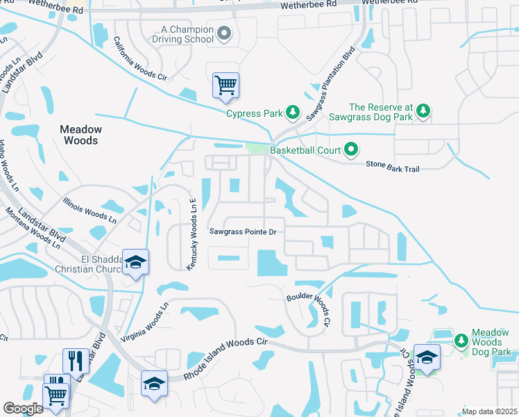 map of restaurants, bars, coffee shops, grocery stores, and more near 12696 Sawgrass Plantation Boulevard in Orlando