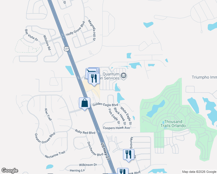 map of restaurants, bars, coffee shops, grocery stores, and more near 2329 Limewood Avenue in Clermont