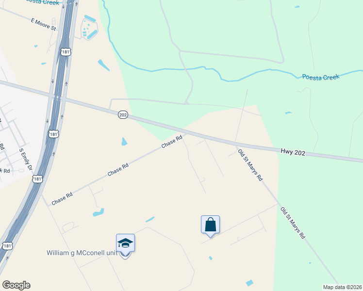 map of restaurants, bars, coffee shops, grocery stores, and more near 2732 Chase Road in Beeville