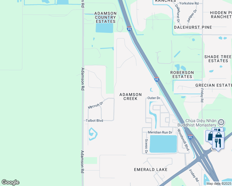 map of restaurants, bars, coffee shops, grocery stores, and more near 1438 Mycroft Drive in Cocoa
