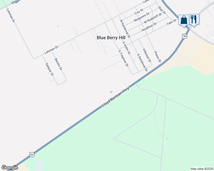 map of restaurants, bars, coffee shops, grocery stores, and more near 2628 U.S. 59 in Beeville