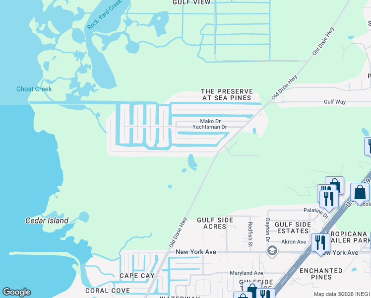 map of restaurants, bars, coffee shops, grocery stores, and more near 7327 Southwind Drive in Hudson