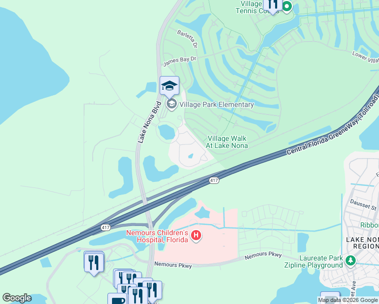map of restaurants, bars, coffee shops, grocery stores, and more near 7716 Lower Gateway Loop in Orlando