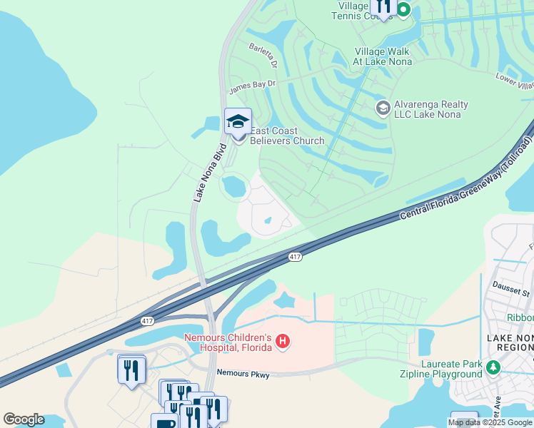 map of restaurants, bars, coffee shops, grocery stores, and more near 7716 Lower Gateway Loop in Orlando