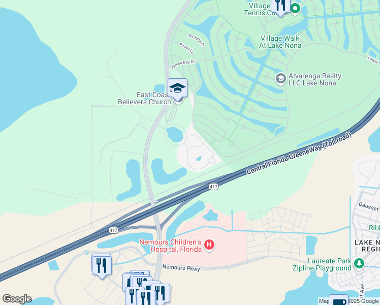 map of restaurants, bars, coffee shops, grocery stores, and more near 7764 Lower Gateway Loop in Orlando
