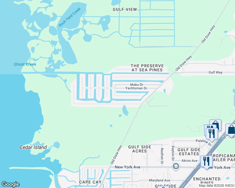 map of restaurants, bars, coffee shops, grocery stores, and more near 7309 Islander Lane in Hudson