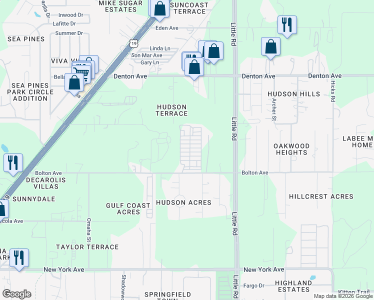 map of restaurants, bars, coffee shops, grocery stores, and more near 9207 Bolton Avenue in Hudson
