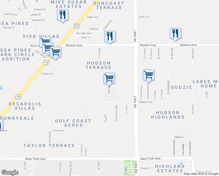 map of restaurants, bars, coffee shops, grocery stores, and more near 9207 Bolton Avenue in Hudson