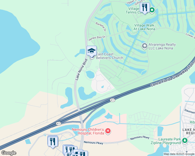 map of restaurants, bars, coffee shops, grocery stores, and more near 7782 Lower Gateway Loop in Orlando