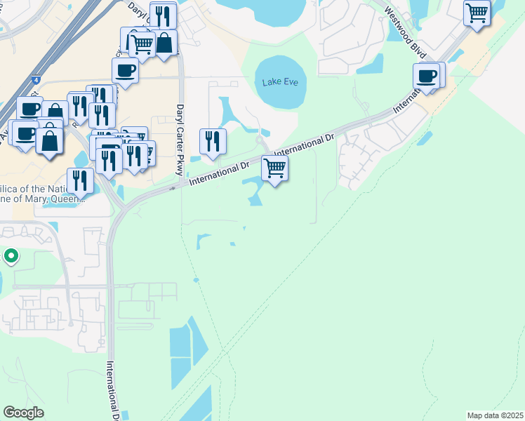 map of restaurants, bars, coffee shops, grocery stores, and more near 7174 Vistana Resort Terrace in Orlando