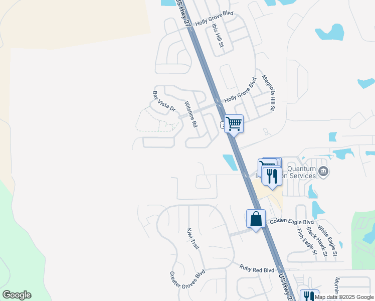 map of restaurants, bars, coffee shops, grocery stores, and more near 2638 Meadow Oaks Loop in Clermont