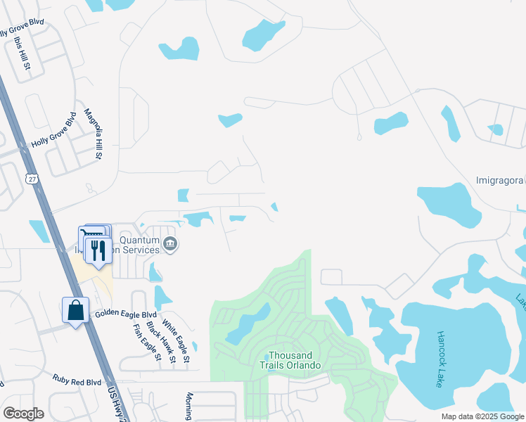 map of restaurants, bars, coffee shops, grocery stores, and more near 16548 Citrus Parkway in Clermont