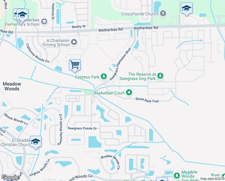 map of restaurants, bars, coffee shops, grocery stores, and more near 12102 Scrub Palm Lane in Orlando