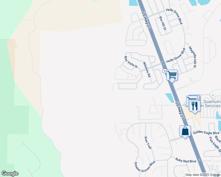 map of restaurants, bars, coffee shops, grocery stores, and more near 15401 Bay Vista Drive in Clermont