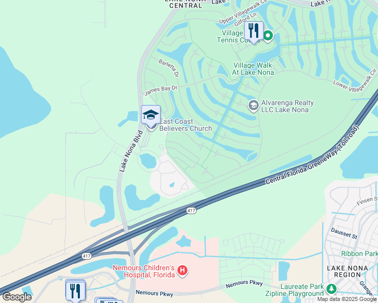 map of restaurants, bars, coffee shops, grocery stores, and more near Talitha Lane in Orlando