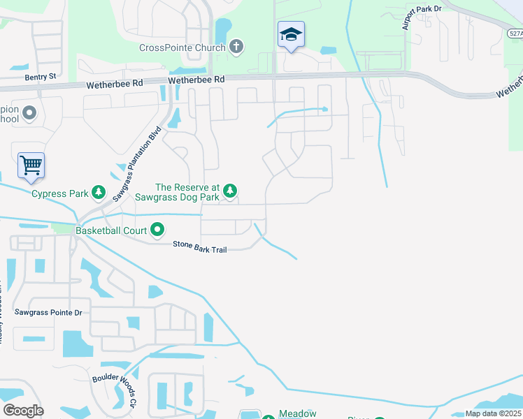 map of restaurants, bars, coffee shops, grocery stores, and more near 3788 Prairie Reserve Boulevard in Orlando