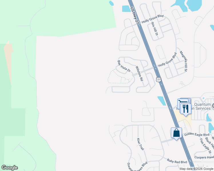 map of restaurants, bars, coffee shops, grocery stores, and more near 15429 Bay Vista Drive in Clermont