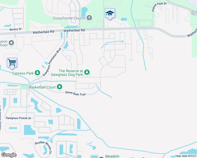 map of restaurants, bars, coffee shops, grocery stores, and more near 3788 Prairie Reserve Boulevard in Orlando