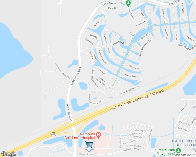map of restaurants, bars, coffee shops, grocery stores, and more near 12040 Talitha Lane in Orlando