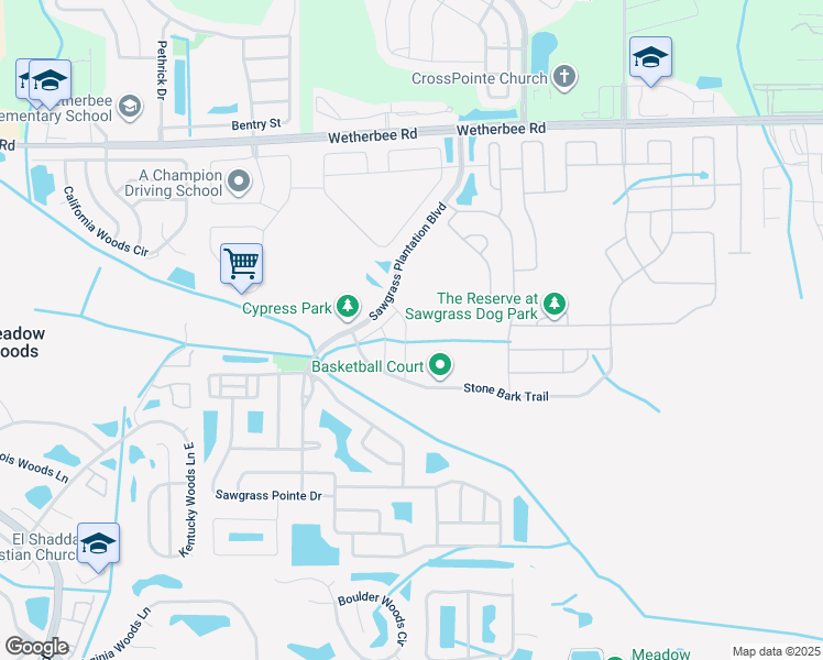 map of restaurants, bars, coffee shops, grocery stores, and more near 12403 Turtle Grass Drive in Orlando