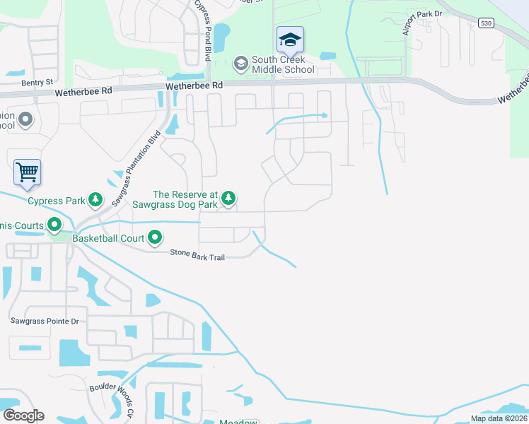 map of restaurants, bars, coffee shops, grocery stores, and more near Prairie Reserve Boulevard in Orlando