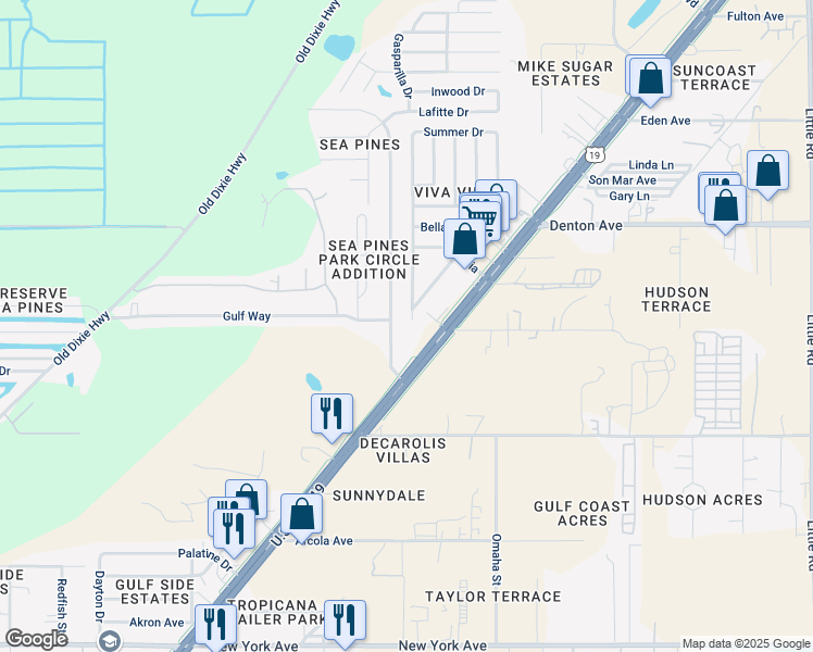 map of restaurants, bars, coffee shops, grocery stores, and more near 15731 Villa Drive in Hudson