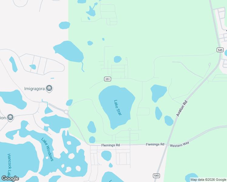 map of restaurants, bars, coffee shops, grocery stores, and more near 17999 County Road 351 in Clermont