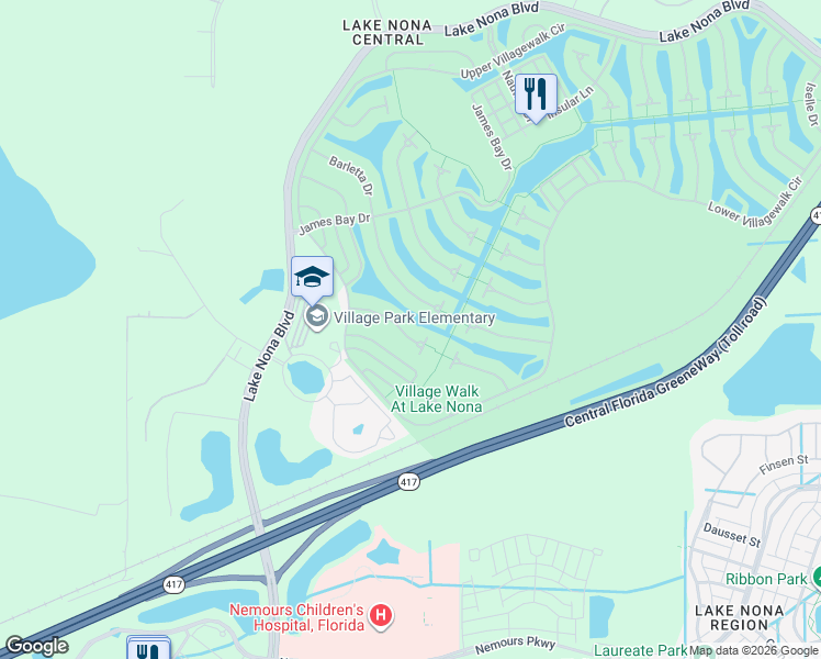 map of restaurants, bars, coffee shops, grocery stores, and more near 12088 Uleta Lane in Orlando