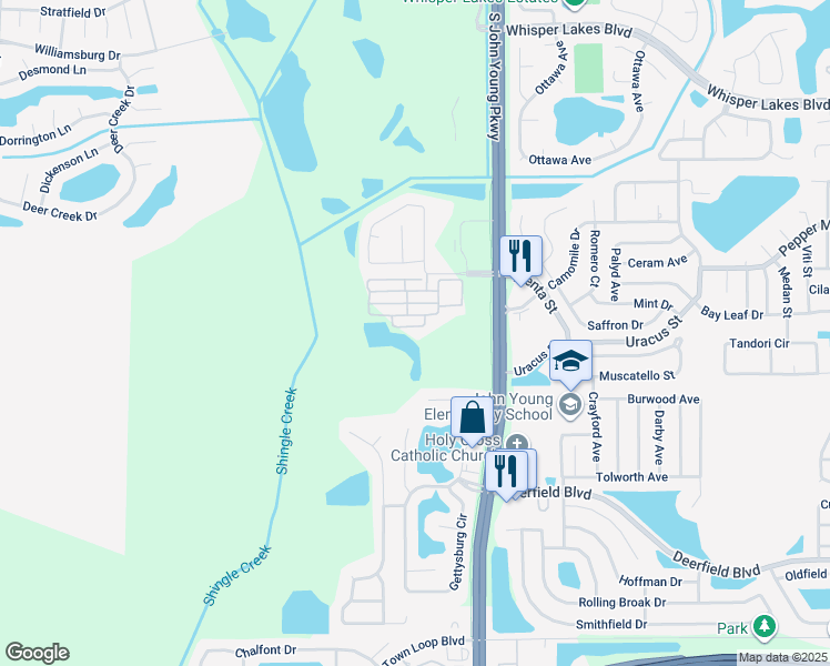 map of restaurants, bars, coffee shops, grocery stores, and more near 12228 Triton Ln in Orlando