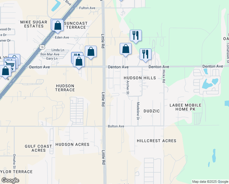 map of restaurants, bars, coffee shops, grocery stores, and more near 15724 Charmwood Drive in Hudson