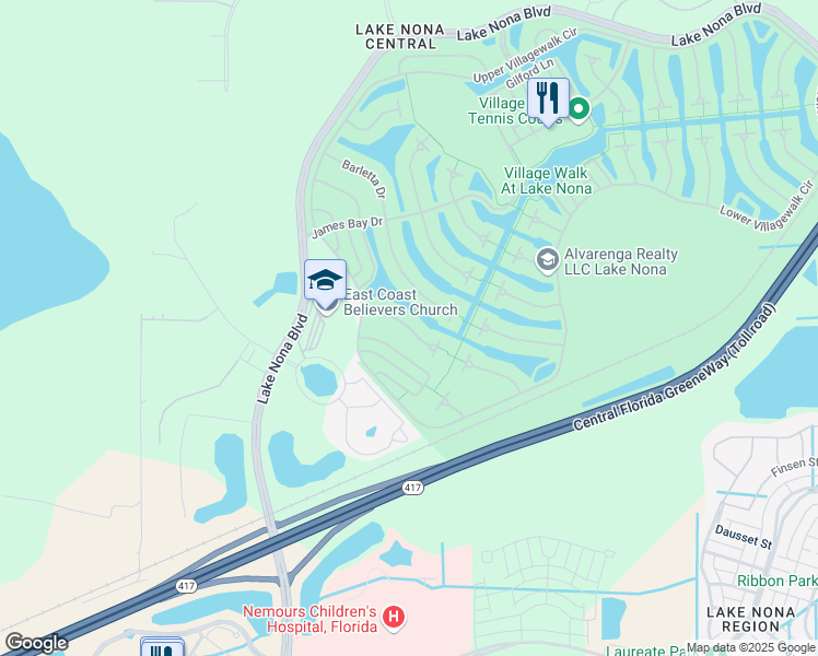 map of restaurants, bars, coffee shops, grocery stores, and more near Uleta Lane in Orlando