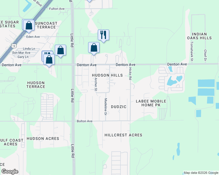 map of restaurants, bars, coffee shops, grocery stores, and more near 15805 Brenda Street in Hudson