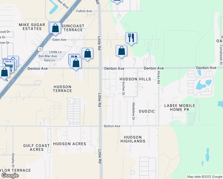 map of restaurants, bars, coffee shops, grocery stores, and more near 9600 Call Court in Hudson