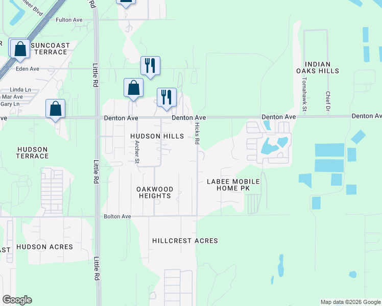 map of restaurants, bars, coffee shops, grocery stores, and more near 15825 Hicks Road in Hudson