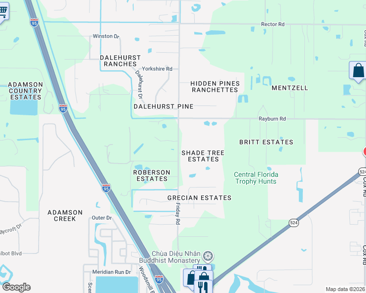 map of restaurants, bars, coffee shops, grocery stores, and more near 1800 Friday Road in Cocoa