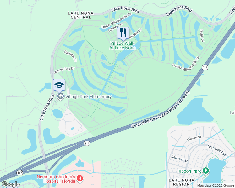 map of restaurants, bars, coffee shops, grocery stores, and more near 12279 Pescara Lane in Orlando