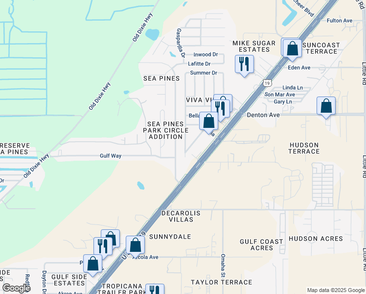 map of restaurants, bars, coffee shops, grocery stores, and more near 15815 Villa Drive in Hudson