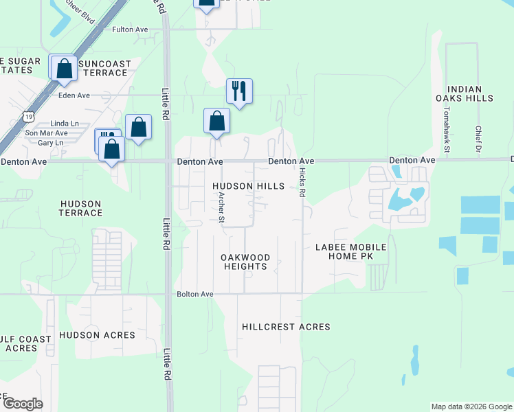 map of restaurants, bars, coffee shops, grocery stores, and more near 15814 Brenda Street in Hudson