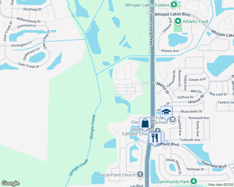map of restaurants, bars, coffee shops, grocery stores, and more near 3006 Aqua Virgo Loop in Orlando