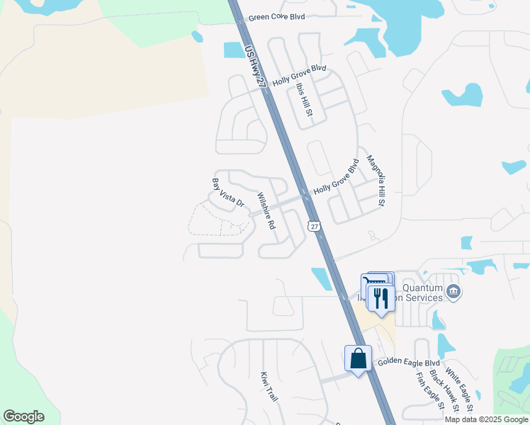 map of restaurants, bars, coffee shops, grocery stores, and more near 2741 Brook Hollow Road in Clermont