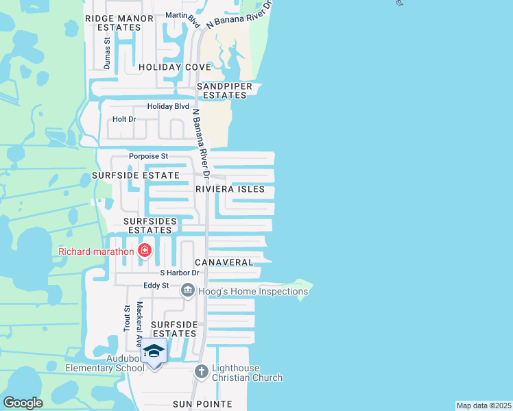 map of restaurants, bars, coffee shops, grocery stores, and more near 1720 Rochelle Parkway in Merritt Island