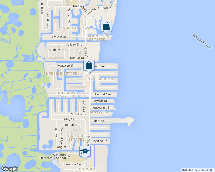 map of restaurants, bars, coffee shops, grocery stores, and more near 1720 Rochelle Parkway in Merritt Island