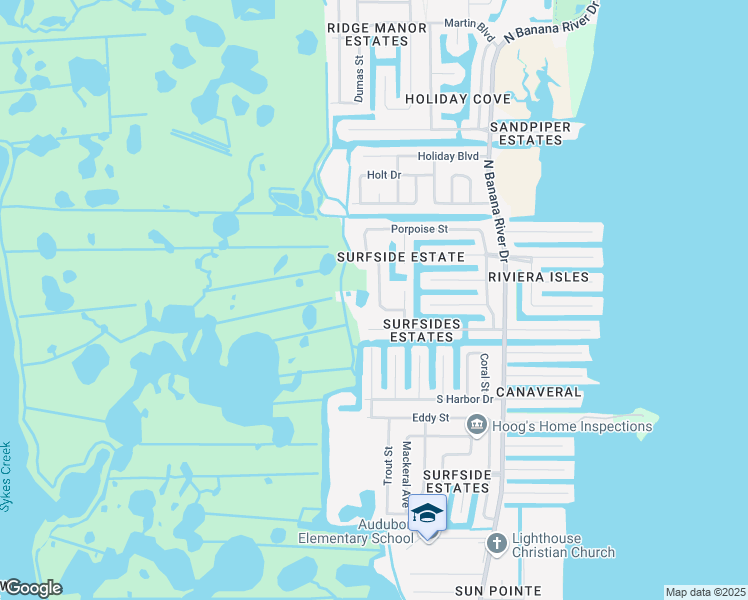 map of restaurants, bars, coffee shops, grocery stores, and more near 2190 Porpoise Street in Merritt Island