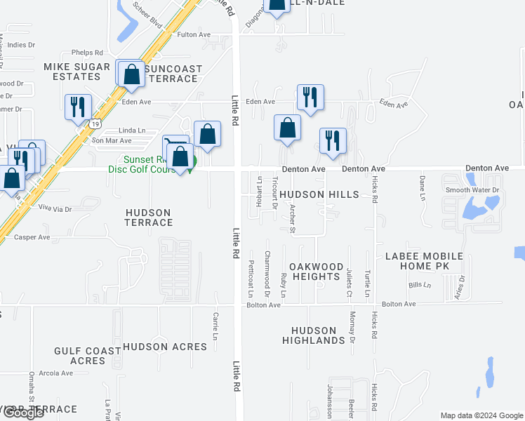 map of restaurants, bars, coffee shops, grocery stores, and more near 9618 Call Court in Hudson