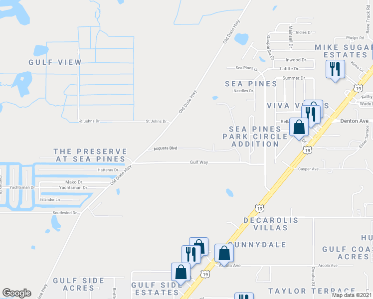 map of restaurants, bars, coffee shops, grocery stores, and more near 8024 Augusta Boulevard in Hudson