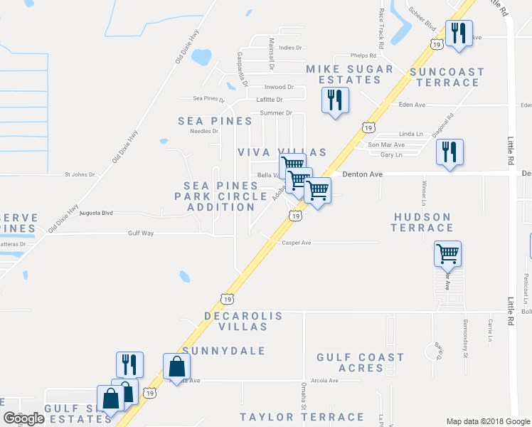 map of restaurants, bars, coffee shops, grocery stores, and more near 15830 Adobe Drive in Hudson