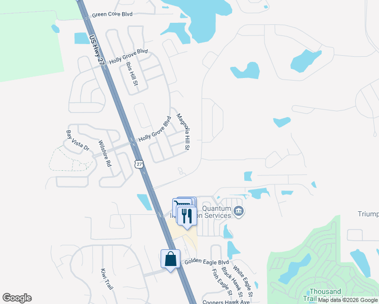 map of restaurants, bars, coffee shops, grocery stores, and more near 16204 Magnolia Hill Street in Clermont